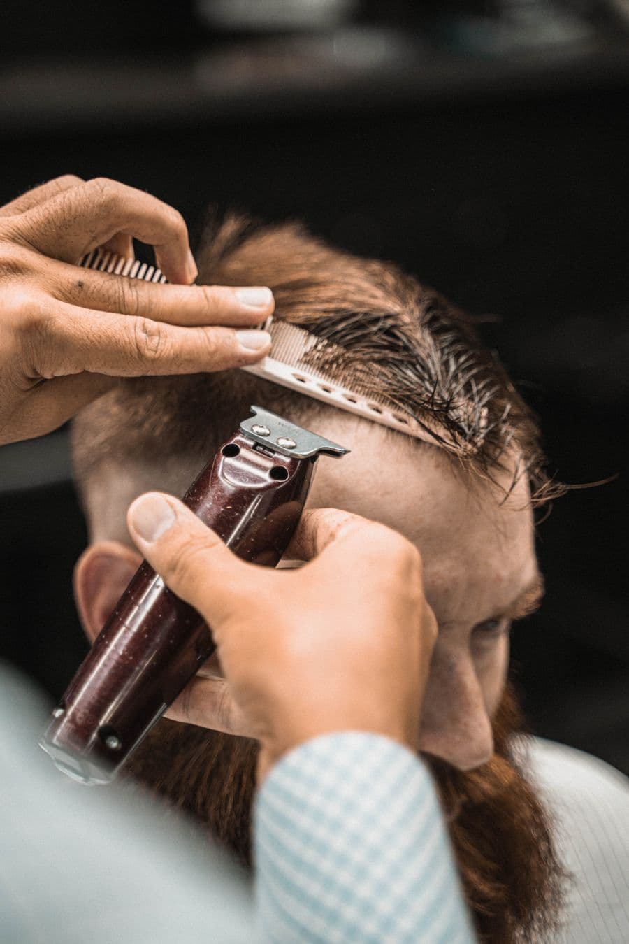 Close-up of a razor skin fade